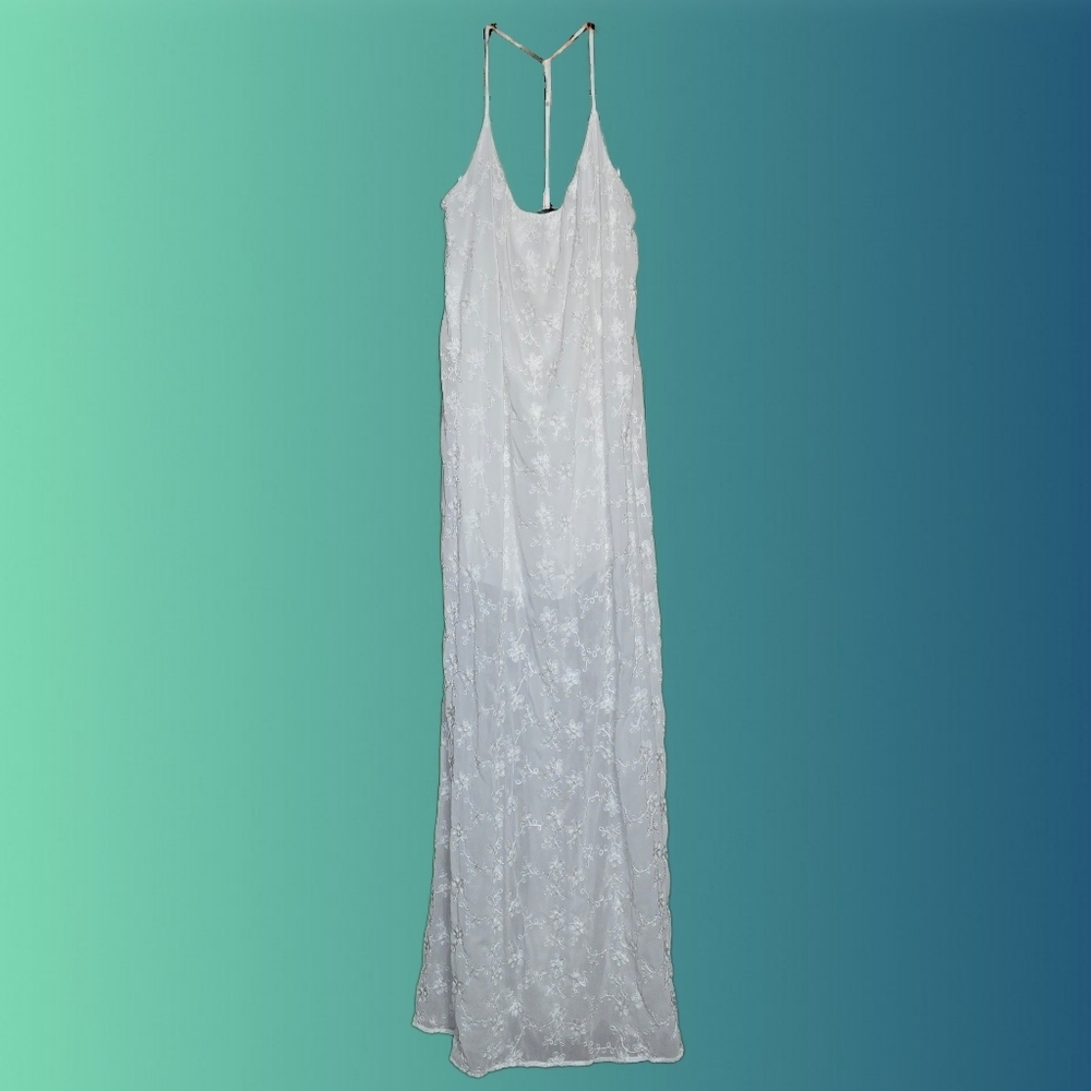 Ark & Co White Racerback Maxi Dress with Underskirt - Small